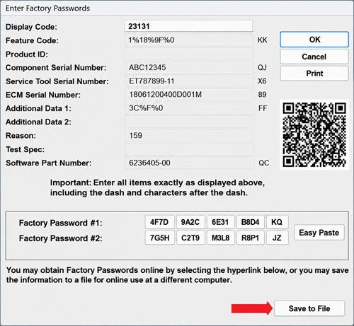 Caterpillar® CAT® 18-Digit Service Password Generator